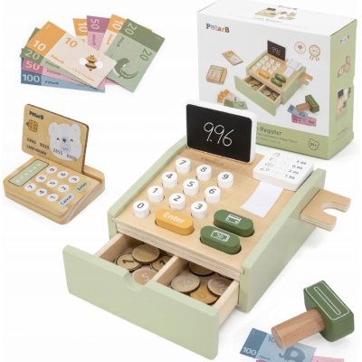 Viga Toys Dřevěná pokladna šedá a bílá – Zboží Mobilmania