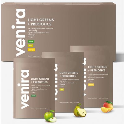 VENIRA light greens + prebiotika, mix 3 příchutí, 30 sáčků, 168 g – Hledejceny.cz