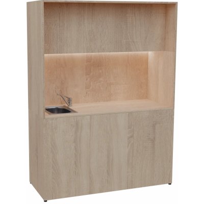 KUCH - CUBE PLUS 3 kuchyňka, vybavení - dřez + baterie, 2000x1480x600 mm, LED osvětlení, dvířka, dub bardolino – Sleviste.cz