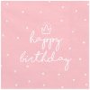 Ubrousky PartyDeco papírové ubrousky Happy Birthday růžové s bílým potiskem 33x33cm 20ks