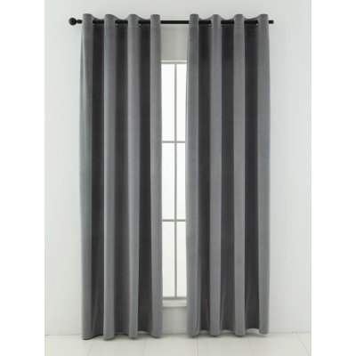 MKLuzkoviny.cz Sametové zatemňovací závěsy Cesar šedé - 140 x 160 cm (2ks) - kroužky – Zboží Dáma