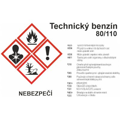 GHS štítek – Benzín technický samolepící vinylová fólie A7 (105 x 74 mm) – Zboží Dáma