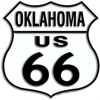 Plechová cedule Route 66 Oklahoma Shield 30cm x 30cm – Zbozi.Blesk.cz