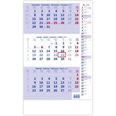 Nástěnný Helma Tříměsíční modrý s poznámkami 2026 – Sleviste.cz