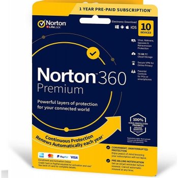 Norton Security Premium + 25 GB Cloudové úložiště 10 lic. 1 rok (NOR-SP25GB101)