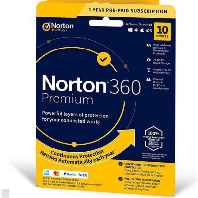 Norton Security Premium + 25 GB Cloudové úložiště 10 lic. 1 rok (NOR-SP25GB101) – Sleviste.cz