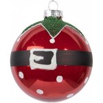 Clayre & Eef Červená skleněná ozdoba vánoční koule Santa Claus opasek Ø 8*8 cm – Hledejceny.cz