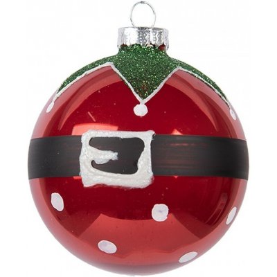 Clayre & Eef Červená skleněná ozdoba vánoční koule Santa Claus opasek Ø 8*8 cm – Hledejceny.cz