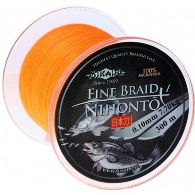 Mikado pletená šňůra nihonto fine braid 300m 0.45mm 37.4kg fluo oranžová 1 cívka