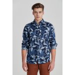 Gant reg linen print shirt modrá – Zboží Mobilmania