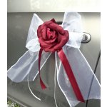 Mašlička dekorační bílá s LUX růžičkou - 2ks - bordo – Zboží Dáma