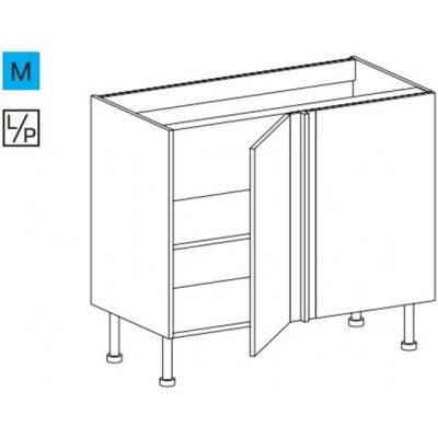 EBS ES99RLPB Skříňka spodní rohová 110 cm, bílá lesk 1 set