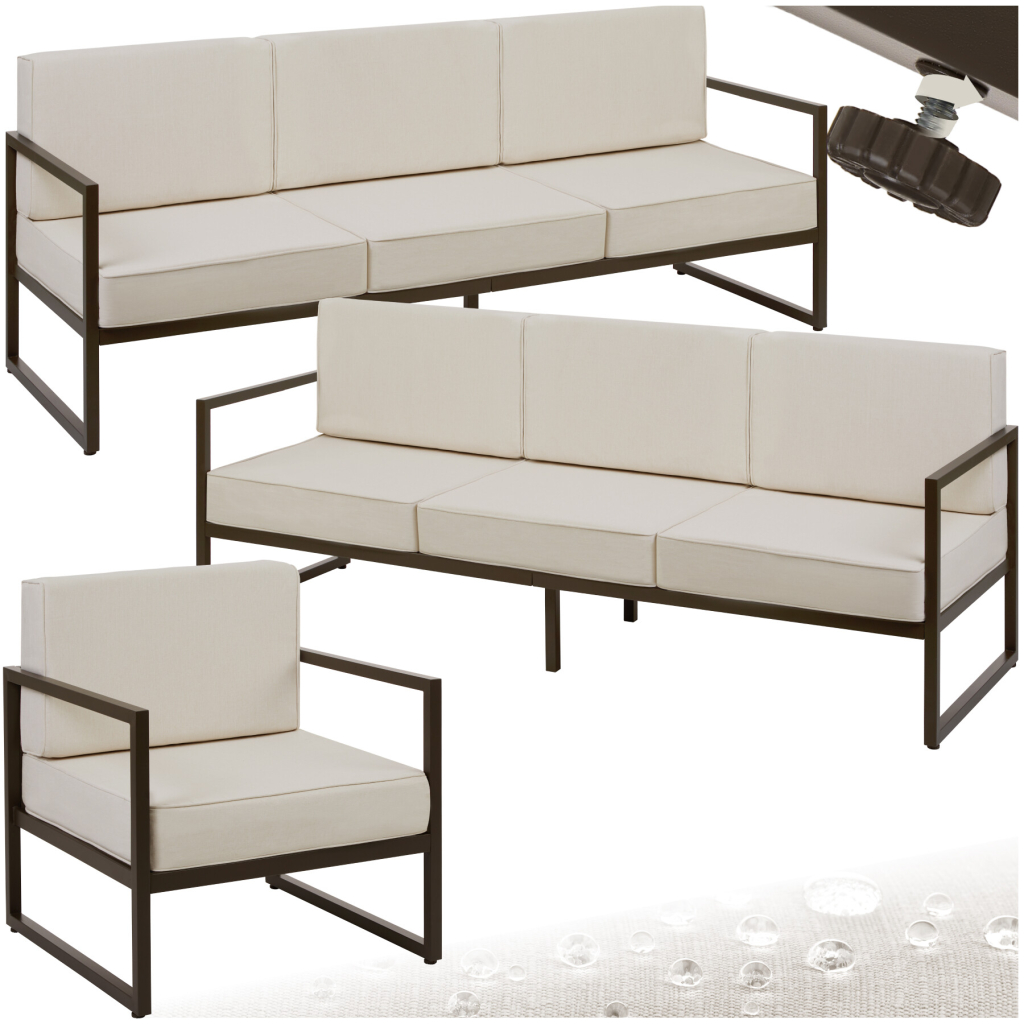 tectake 405820 zahradní lounge set comosa pro 7 osob, xxl-polstrování - hnědá/béžová