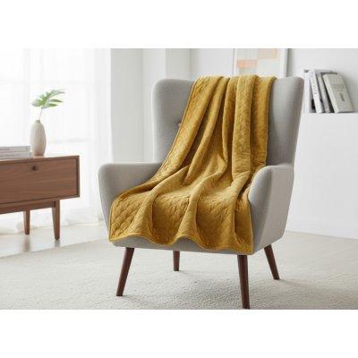 Mybesthome Přehoz na křeslo - sedačku SANDRA mustard/hořčicová 70x160 cm – Hledejceny.cz