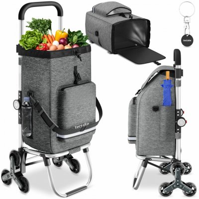 tectake 406294 nákupní vozík shopper, 3 v 1, skládací, s chladicí taškou šedá – Hledejceny.cz