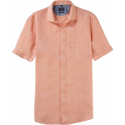 Olymp Modern Fit pánská lněná košile s krátkým rukávem oranžová 4026 82 32