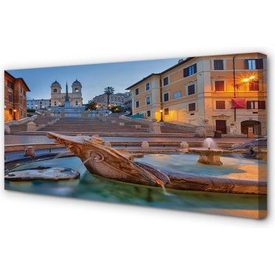 Obrazy na plátně Řím Sunset kašna budovy 100x50 cm – Zboží Mobilmania