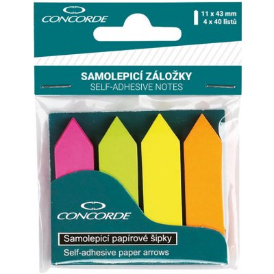 Záložky samolepící CONCORDE -šipky,neon 4x40l A0971 – Hledejceny.cz