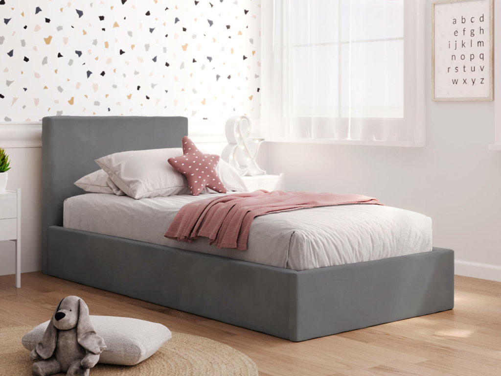 Ami Nábytek Kids Line 4 s roštem a úložným prostorem Grafitový Velvet
