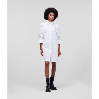 Karl Lagerfeld Hun's Pick Puffy Poplin Dress bílá – Zboží Mobilmania
