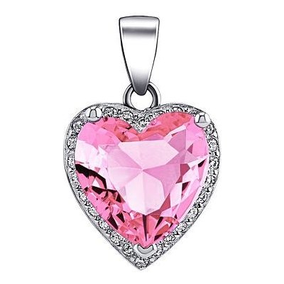 SILVEGO Stříbrný přívěsek s růžovým kamenem ve tvaru srdce s Brilliance Zirconia LPS0629PP – Zboží Mobilmania