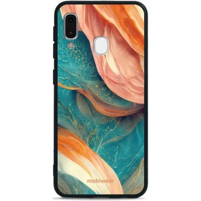 Pouzdro Mobiwear Glossy Samsung Galaxy A20e - G025G - Azurový a oranžový mramor – Zbozi.Blesk.cz