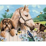 zuty Malování podle čísel Pes kočka a hlodavci na pařezu Howard Robinson 80 x 100 cm vypnuté plátno – Sleviste.cz