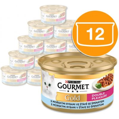 GOURMET Gold Mořské ryby a špenát 12 x 85 g