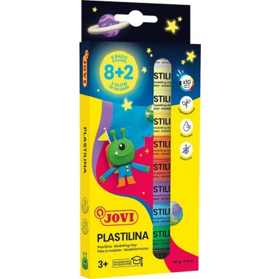 Jovi Glow plastelína 10x15g 8 základních barev + 2 barvy svítící ve tmě – Zboží Mobilmania