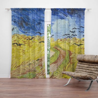Sablio Závěs Pšeničné pole s vránami - Vincent van Gogh: 2ks 140x250cm – Hledejceny.cz