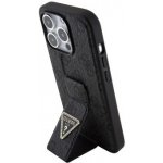 Guess PU Grip Stand 4G Strass Triangle Metal Logo iPhone 15 Pro černé – Zboží Mobilmania