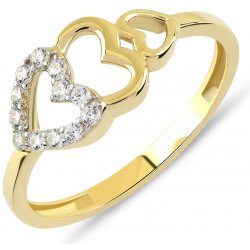 Lillian Vassago Zlatý prsten se srdíčky LLV06 GR047