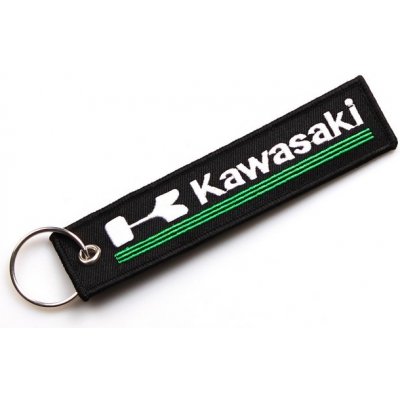 Přívěsek na klíče Kawasaki červeno černá textilní