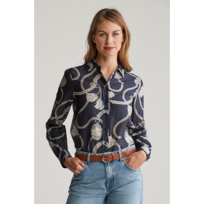 Gant REG SAILING PRINT COT SILK SHIRT EVENING BLUE – Zboží Mobilmania