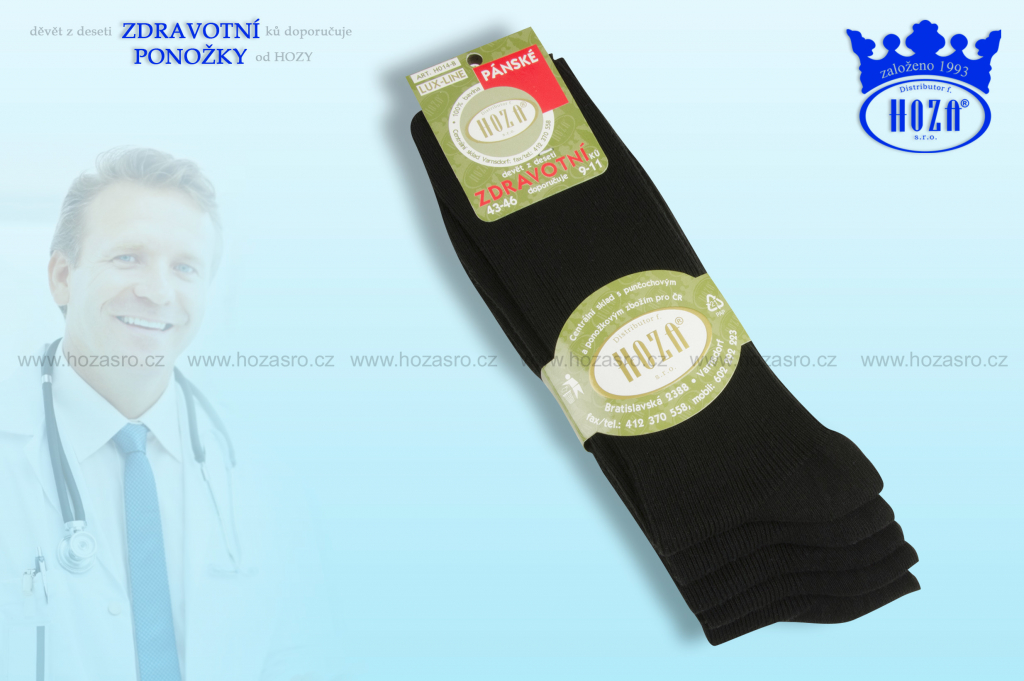 Hoza pánské ponožky zdravotní 100% bavlna 5 párů černé