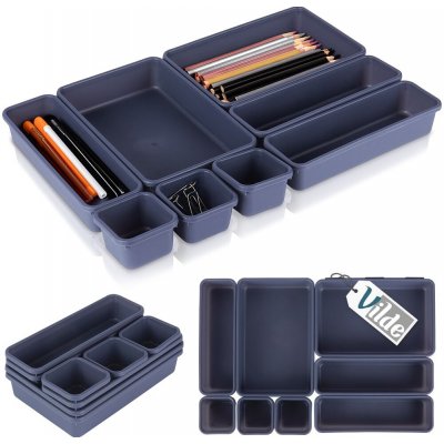 VILDE Sada 8ks organizérů do šuplíku, antracit, MODULAR 31 cm x 46 cm x 4,5 cm – Sleviste.cz
