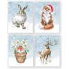 Přání Wrendale Designs Vánoční dárkové kartičky Wrendale Designs, 16 ks, 4 motivy - Lesní zvířata