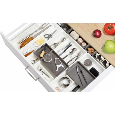 CURVER Příborník, organizéry do šuplíku, 10- dílný set, BELLA bílá - antracit 70 x 50 cm – Hledejceny.cz