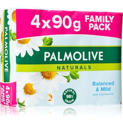 Palmolive Naturals Balanced & Mild toaletní mýdlo Chamomile & Vitamín E 4 x 90 g – Zbozi.Blesk.cz