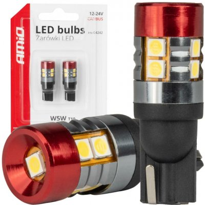 LED žiarovky CANBUS T10 W5W 9 SMD 3030 Bielé 12V 24V AMiO-04242 – Hledejceny.cz