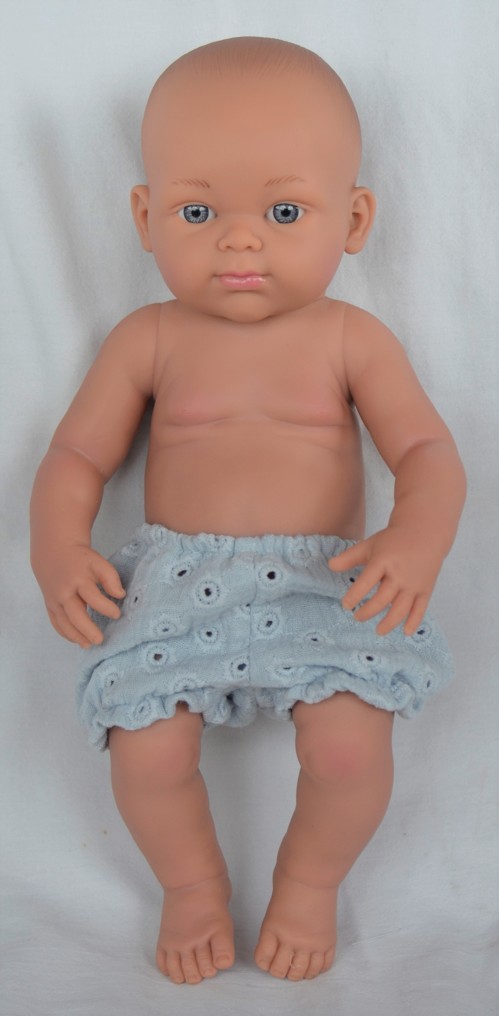 Paola Reina Realistické miminko chlapeček Minipikolin ve vyšívaných kalhotkách Minipikolin recien nacido 32 cm