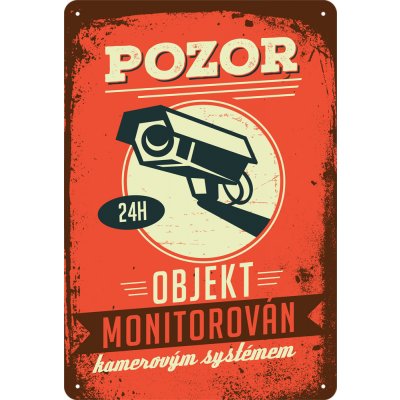 Postershop Plechová cedule: Pozor, objekt monitorován - 20x30 cm – Zboží Mobilmania