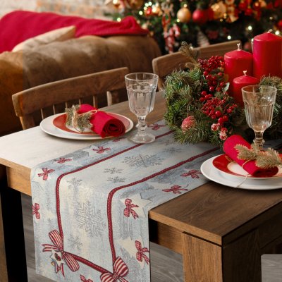 Eurofirany Vánoční gobelínový běhoun BOW 40X100 CM – Zboží Dáma