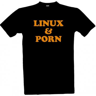 Tričko s potiskem Linux & Porn: Netflix & Chill pro nerdy pánské černá