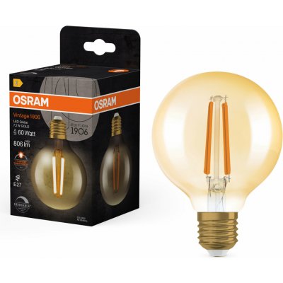 Osram Ledvance Vintage 1906 Globe 80 60 Filament DIM 7.2W 824 Gold E27 – Zboží Živě