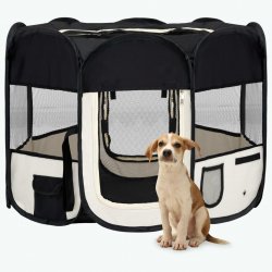 zahrada-XL Skládací ohrádka pro psy s taškou černá 125 x 125 x 61 cm