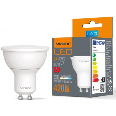 LED žárovka LED GU10 5W 420lm 3000k teplá bílá VIDEX – Hledejceny.cz