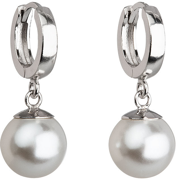 Evolution Group stříbrné visací s perlou Preciosa bílé kulaté 31151.1