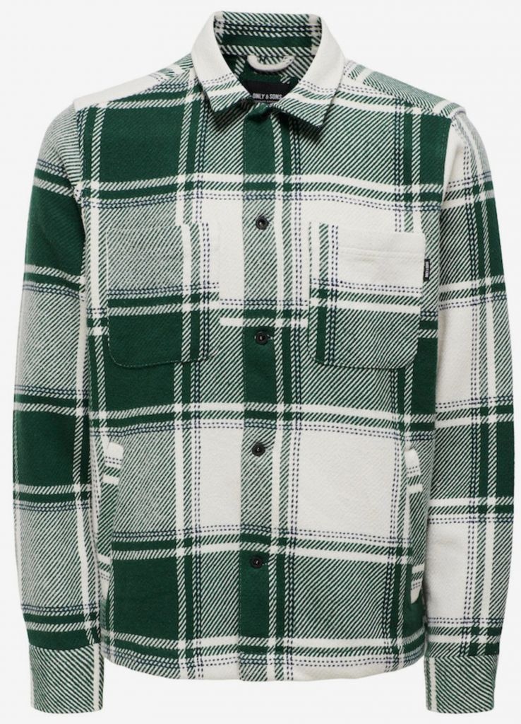 Only & Sons pánská kostkovaná košilová bunda Mace zelená