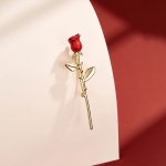 Éternelle brož ve tvaru rudé růže B7308-XR06155 Zlatá – Zboží Dáma